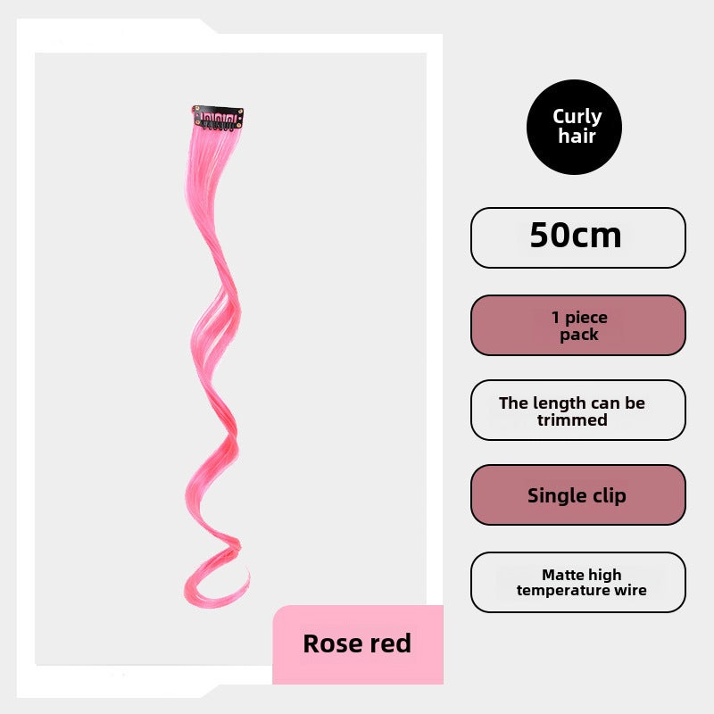 Generic Long Hair Extension Highlight Clip-On rose red 