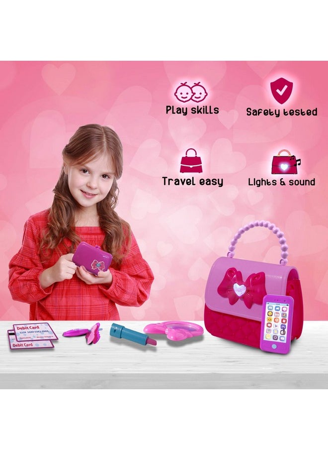 Playkidz Princess My First Purse Set - 8 Pieces Kids Play Purse And Accessories, Pretend Play Toy Set With Cool Girl Accessories, Includes Phone And Bag With Lights And Sound  - Image 2