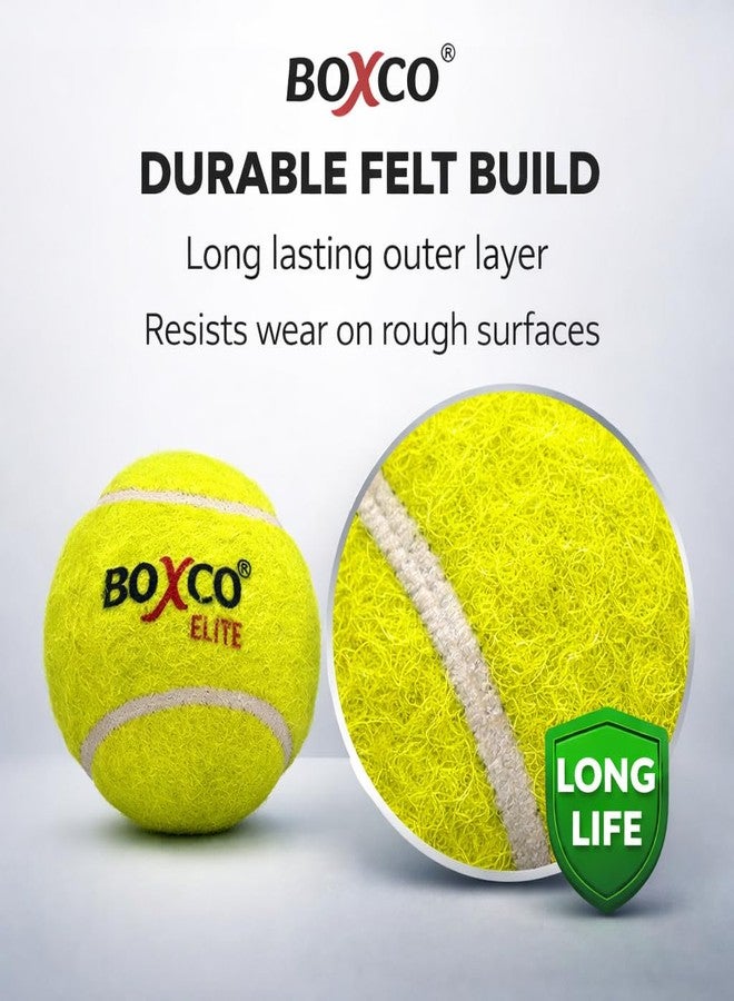 BOXCO Elite Tennis Cricket Balls (Pack of 6) | Heavy Durable Felt Long Lasting Practice Balls Ideal for Gully Cricket Training & Club Matches Medium Weight 80-90g - Image 2