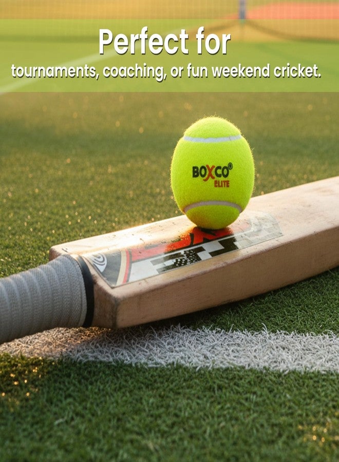 BOXCO Elite Tennis Cricket Balls (Pack of 6) | Heavy Durable Felt Long Lasting Practice Balls Ideal for Gully Cricket Training & Club Matches Medium Weight 80-90g - Image 3