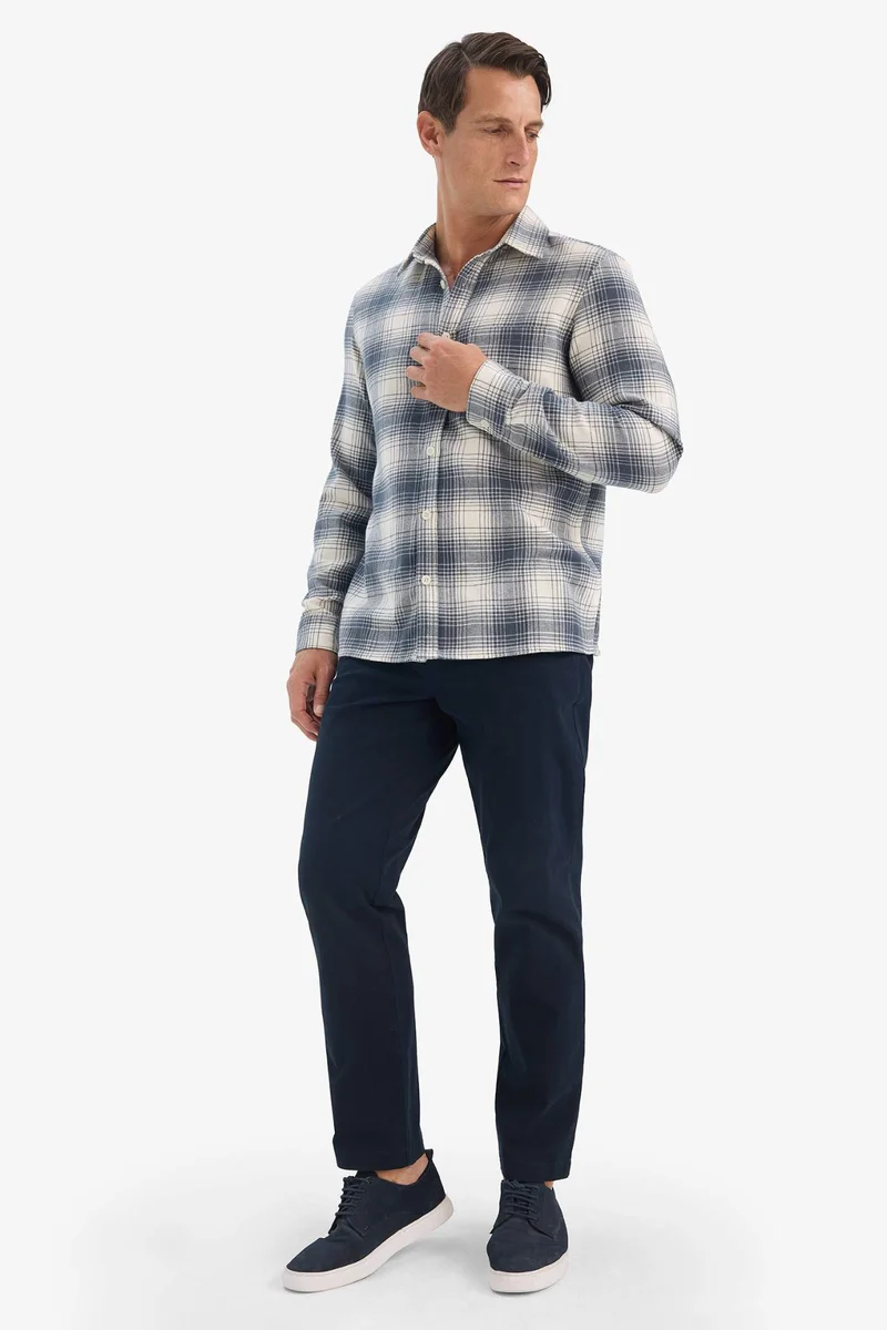 Defacto Regular Fit Polo Collar Plaid Flanel Long Sleeve Shirt