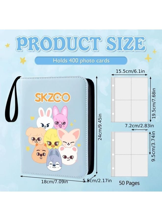 Blue SKZ Korean Lomo Card Binder Photo Album 4 Pockets Holds 400 Cards For Fans - Image 2