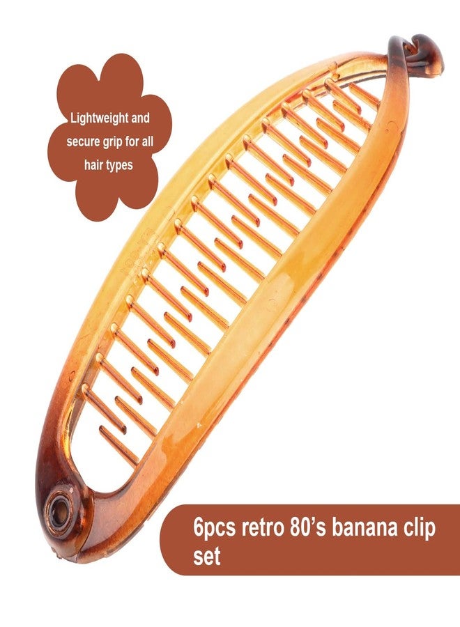 ANBALA 6Pcs Small Banana Clip Banana Clip for Women Retro 80’s French Hair Clips for Styling, Ponytails & Updos, Classic Banana Hair Clips for Women Girls (Tortoise and Neutral) - Image 3