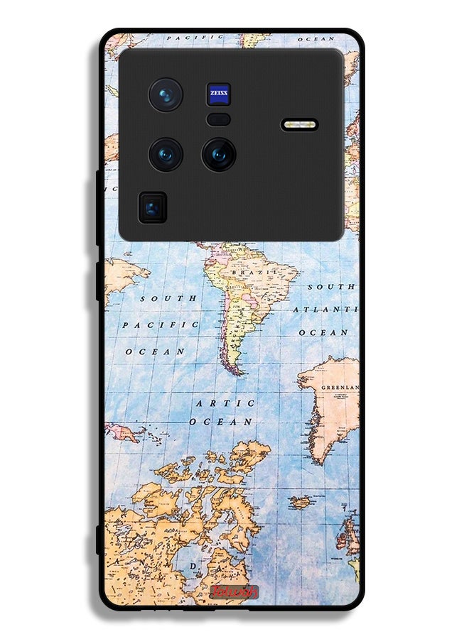 Tolwak Vivo X80 Pro Protective Case Cover World Map - Image 2