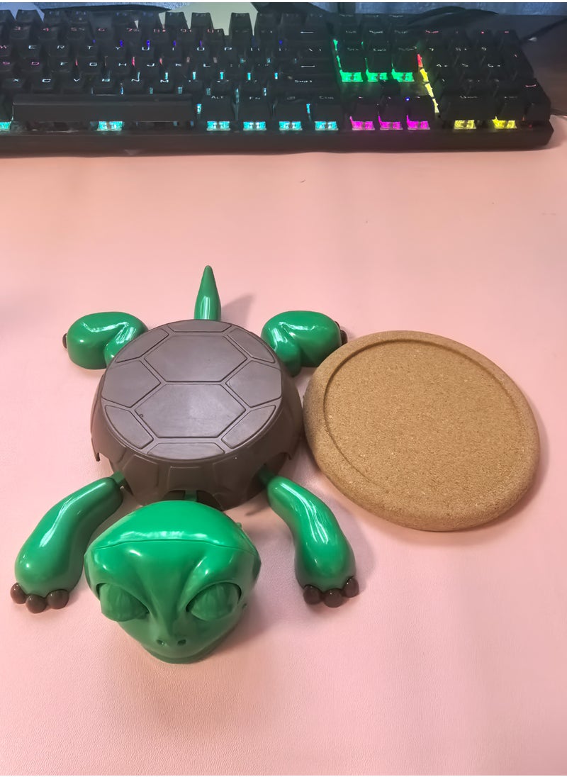 Turtle Fun Expression Coaster Set: With a cork insulation pad, cold drinks will not wet the table, and hot drinks will not burn your hands