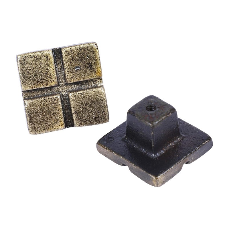 Two Moustaches Modern 4 Blocks Design CabinetWardrobe Knobs Antique Brass Pack of 6 - Image 2