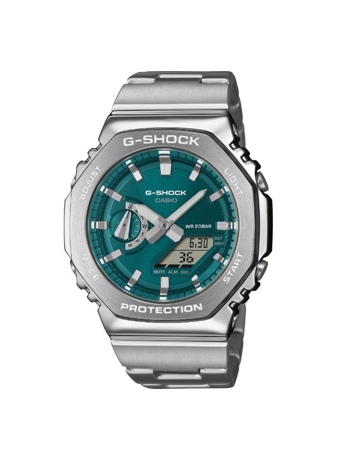 Casio G-Shock GM-2110D-3A1 Analog Digital Men's Watch Stainless Steel 200M Water Resistant Green Dial - Image 1