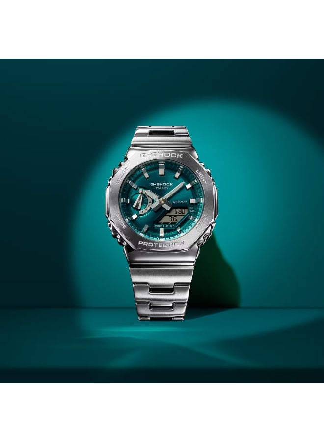 Casio G-Shock GM-2110D-3A1 Analog Digital Men's Watch Stainless Steel 200M Water Resistant Green Dial - Image 2