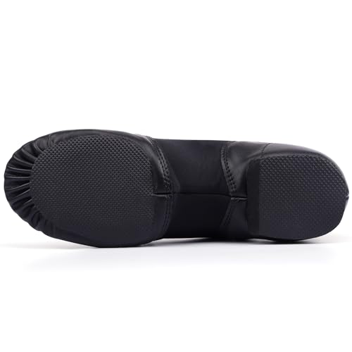 Linodes Unisex 006 PU Leather Upper Slip-on Jazz Shoe for Women and Men's Dance Shoes-Black 6M - Image 3