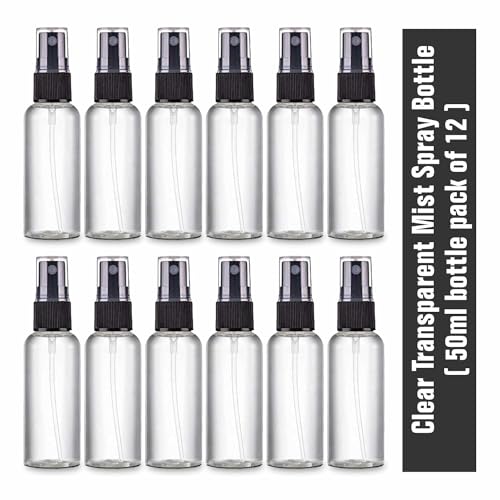 Zollyss Mist Spray Bottle | Spray Bottles Small 50ml Pack of 12 | Clear Plastic Mini Refillable Travel Liquid Containers | Fine Mist Spray for Hair, Face & Water - Image 2