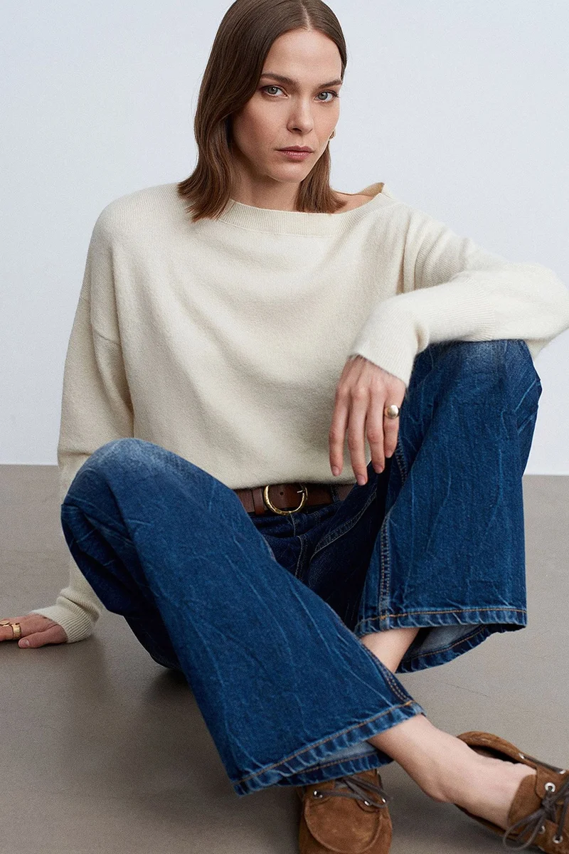 Dilvin Ivory Natural DILVIN Women's Knit Sweater for Women | Best Price UAE