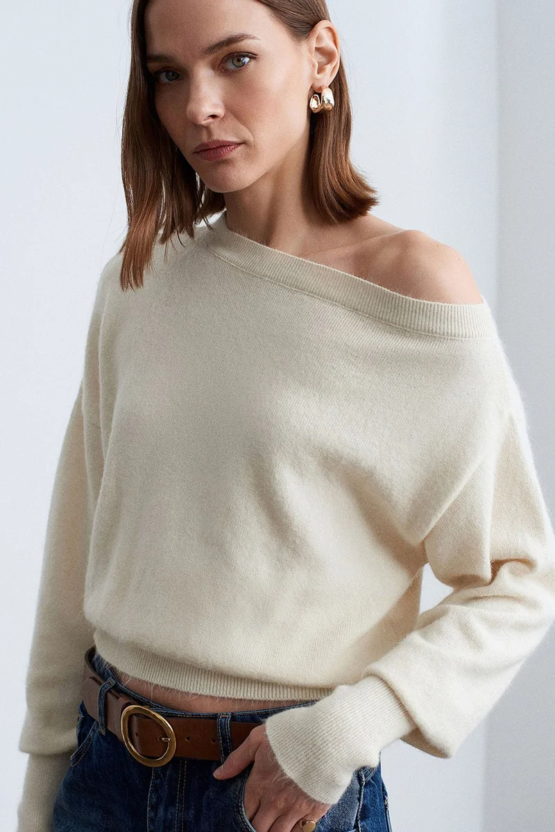 Dilvin Ivory Natural DILVIN Women's Knit Sweater for Women | Best Price UAE