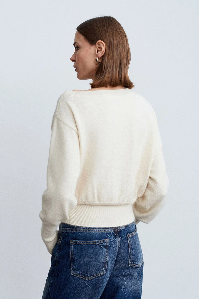 Dilvin Ivory Natural DILVIN Women's Knit Sweater for Women | Best Price UAE