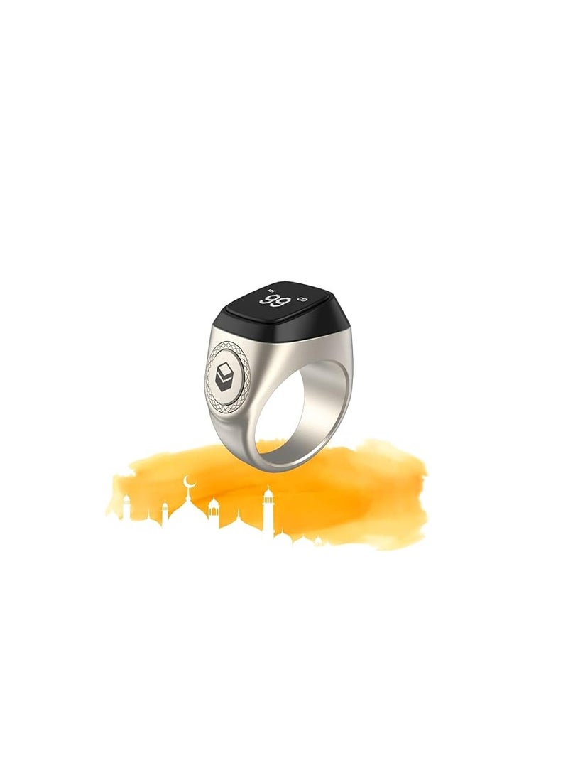 iQIBLA Smart Tasbih Zikr Metal Ring 20MM Silver - Image 2