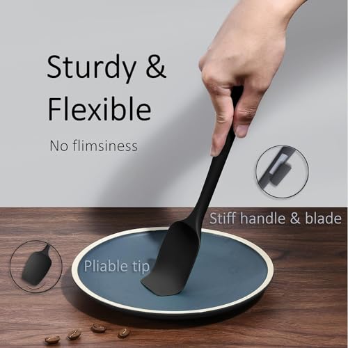 Ramkuwar Silicone Kitchen Utensils Set Non-Stick Spoon & Spatula, Flexible, Non-Toxic Cooking Tools – Black (2 Piece) - Image 5