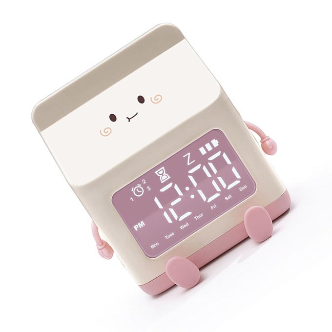 CUTE ALARM CLOCK ABS ALARM CLOCK TIME SETTING MILK BOX SHAPE FOR HOME