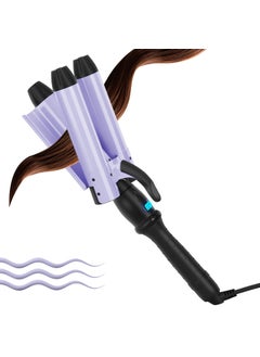 Aima Beauty 32mm Aima Beauty Big Wave Curling Iron Mermaid Hair Waver 3 Barrel Hair Crimper LCD Display Extra Long Barrel Multiple Temperature Negative Ionic Fast Heat Up Purple 