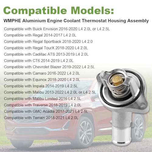 WMPHE Aluminium Engine Coolant Thermostat Housing Replacement for 902-2089, Compatible with Buick Envision Regal Cadillac ATS CT6 Chevy Camaro Blazer Malibu Traverse GMC Acadia Terrain 2013-2022 - Image 3