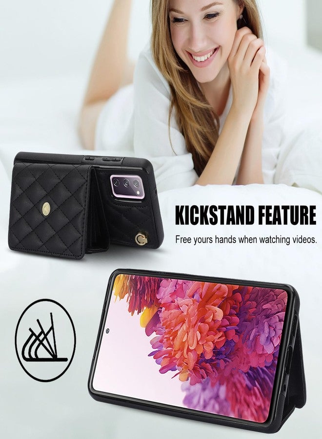 أسو ويش جراب هاتف Asuwish لهاتف سامسونج جالاكسي S20 FE 5G مقاس 6.5 بوصة، غطاء محفظة مع حامل وحامل بطاقات RFID وحزام تعليق، متوافق مع Cell S 20 EF UW S20FE5G S20FE 20S S2O Fan Edition 4G G5، للنساء والفتيات، أسود - Image 4