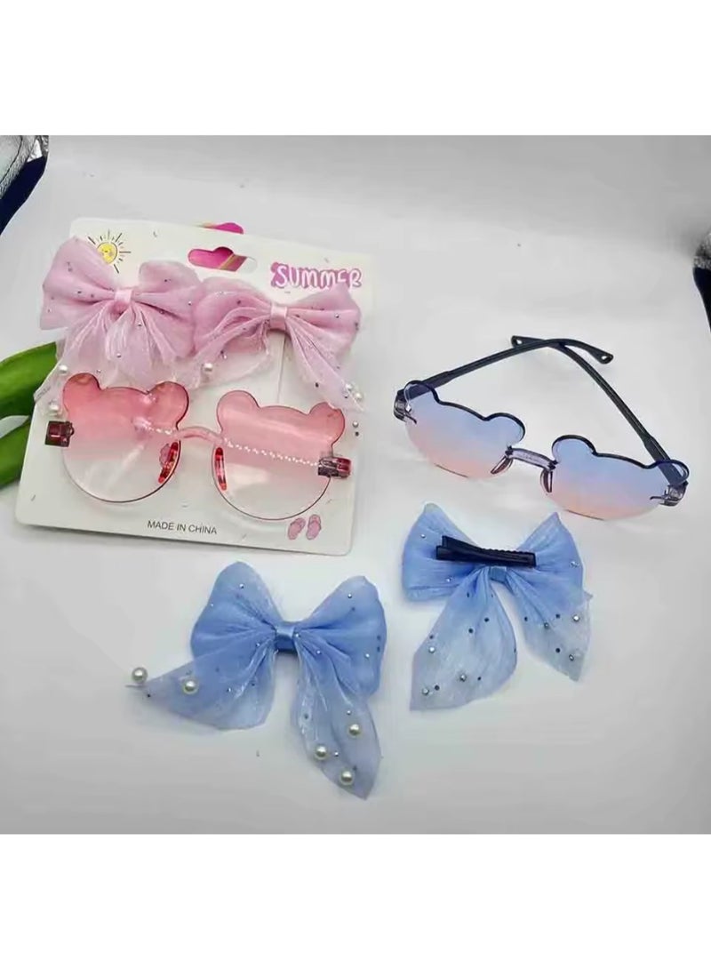 Children's sunglasses for girls, come with 2 assorted hair clips. High-quality glasses, girls' accessories. - Image 2