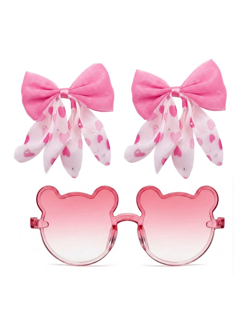 Children's sunglasses for girls, come with 2 assorted hair clips. High-quality glasses, girls' accessories. - Image 1