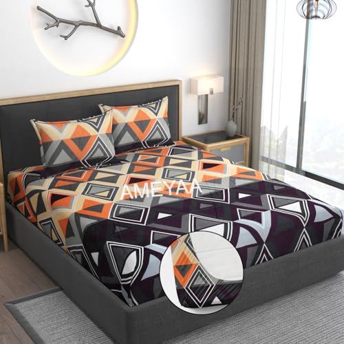AMEYAA Elastic Fitted Warm Flannel Bedsheet King Size Warm Velvet Bedsheet for Winter Double Bed | 2 Pillow Covers, Size - 72 x 78 Inches - Image 2