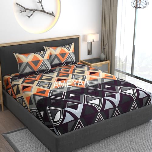 AMEYAA Elastic Fitted Warm Flannel Bedsheet King Size Warm Velvet Bedsheet for Winter Double Bed | 2 Pillow Covers, Size - 72 x 78 Inches - Image 3