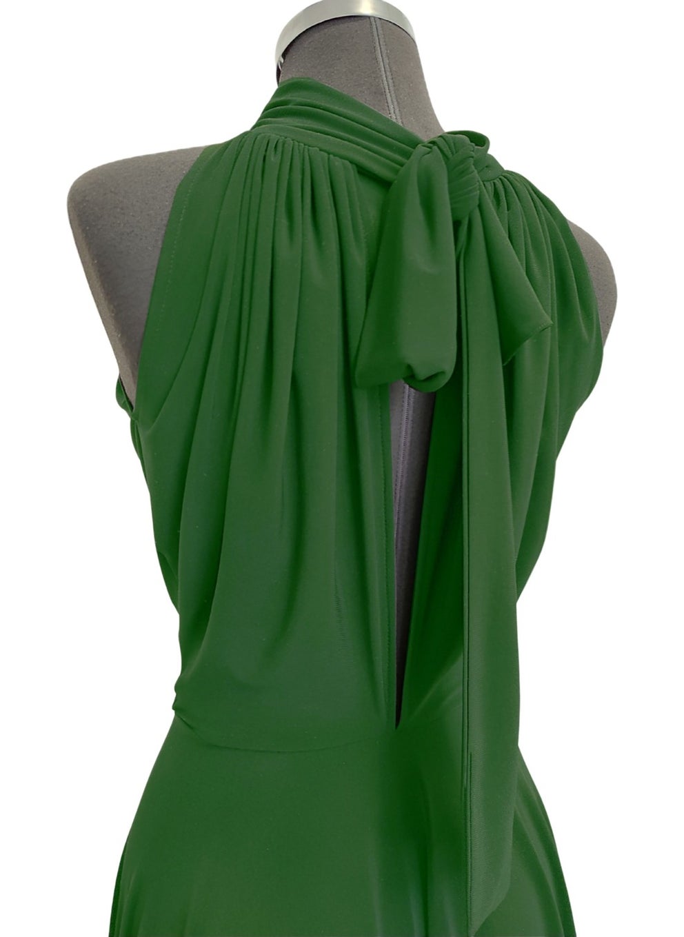 Due Stelle Green Asymmetrical Skirted Backless Flared Dress  - Image 3