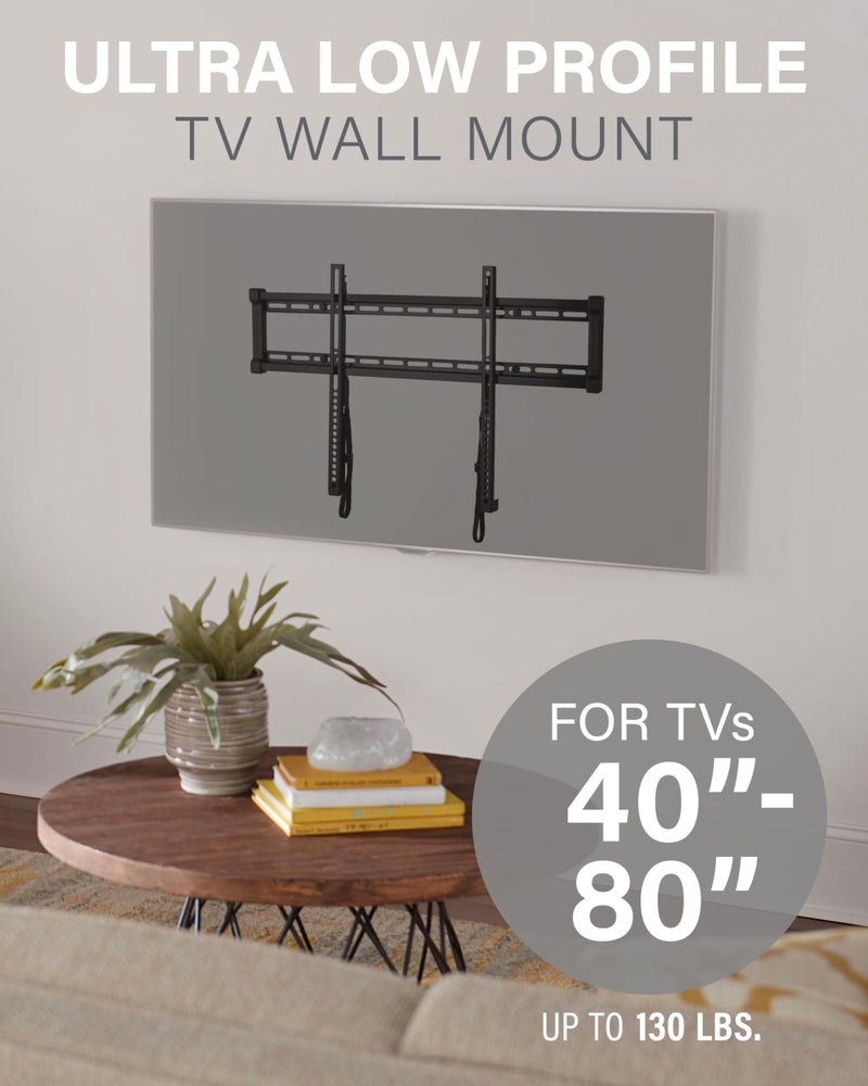 SANUS Low Profile TV Wall Mount for 40" to 80" TVs - Universal Fixed Wall Mount TV Bracket, Slim 1â€ Profile - 3 Step Easy Install w/Included Hardware - UL Certified - Image 2