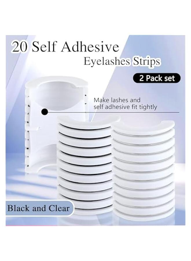 أشرطة رموش لاصقة ذاتية الالتصاق، 20 شريطاً قابلاً لإعادة الاستخدام لتثبيت الرموش بدون لصق، حزام شفاف وشريط أسود لتركيب رموشك بكل سهولة. - Image 3