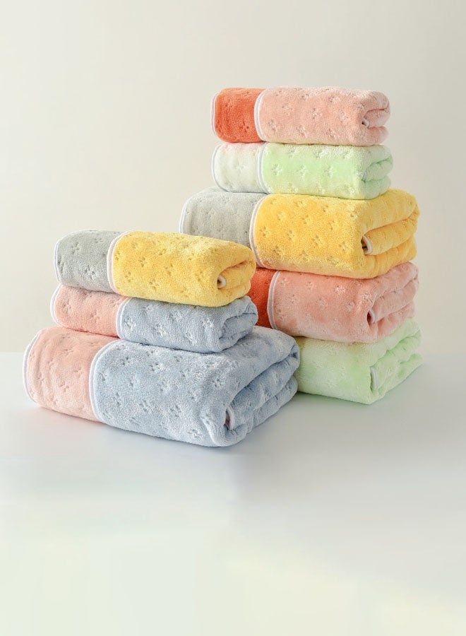 Hanayo مجموعة مناشف 3 قطع لحمام الوجه والشعر ومناشف الاستحمام ناعمة وسريعة الامتصاص وصديقة للبشرة وناعمة تشمل منشفة الاستحمام ومنشفة الوجه ومنشفة الشعر (أصفر + رمادي) - Image 2