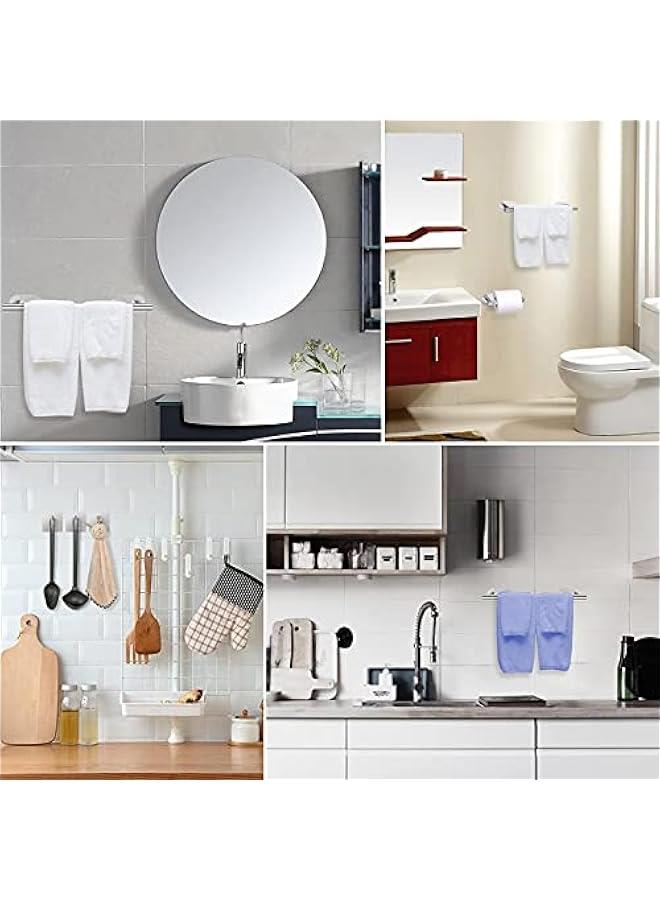 HOOKOR Adhesive Towel Bar 5 Pcs Self Adhesive Bathroom Hardware Accessory Kit ， Towel Hook Stainless Steel Wall Mount Towel Holder(NO Drilling) (Sliver) - Image 2