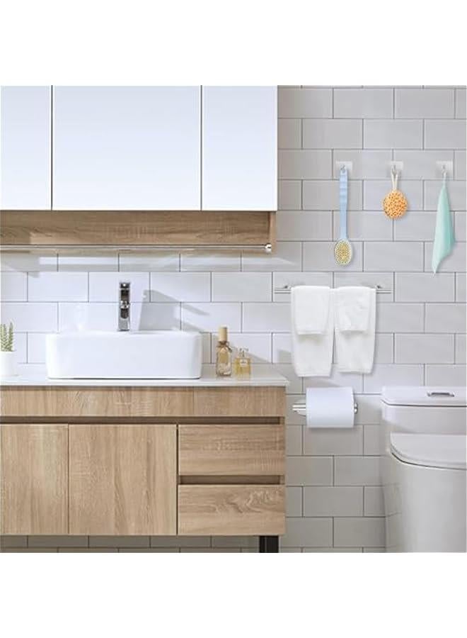 HOOKOR Adhesive Towel Bar 5 Pcs Self Adhesive Bathroom Hardware Accessory Kit ， Towel Hook Stainless Steel Wall Mount Towel Holder(NO Drilling) (Sliver) - Image 5