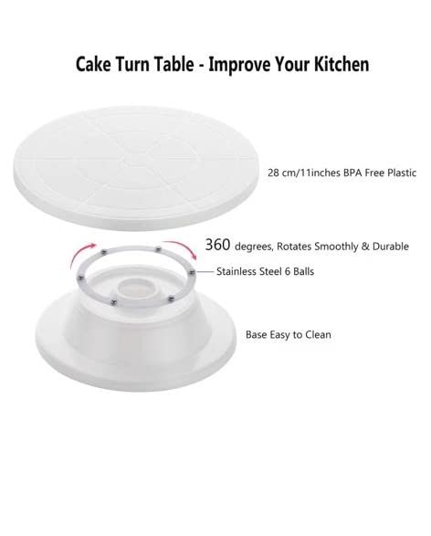 CELLEBII Turntable 360 Degree Rotating / Revolving Cake Stand Using for Icing Decorating Round Cake Turning Table Stand - Image 4