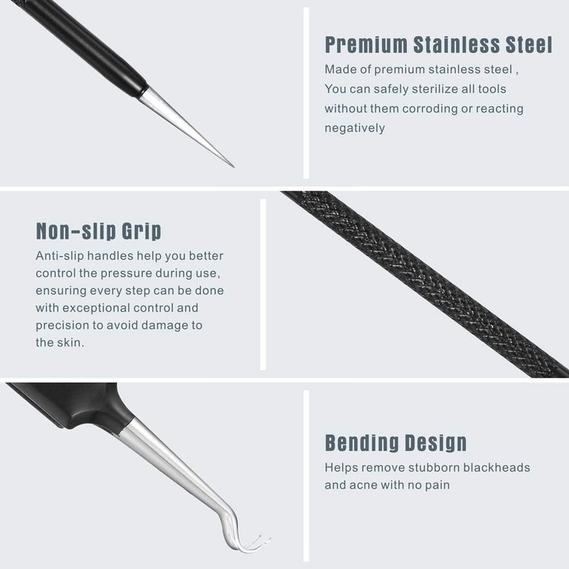 Tomata Blackhead Remover Pimple Popper Tool Kit - (6 Piece Kit) - Professional Stainless Pimples Comedone Extractor Removal Tool - Image 4
