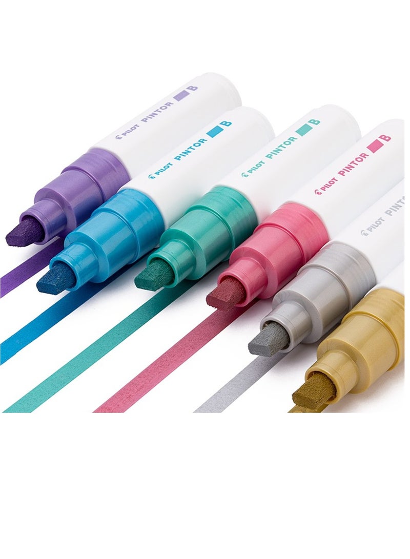 PILOT 6-Piece Pintor Water Based Paint Marker Broad 8.0mm Tip Metallic Colours - Image 2