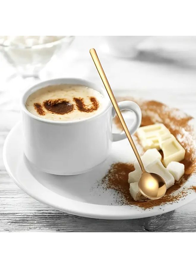 4pc Gold Stainless Steel Coffee Spoons Long Handle Round Dessert Spoon Dishwasher Safe - Image 3