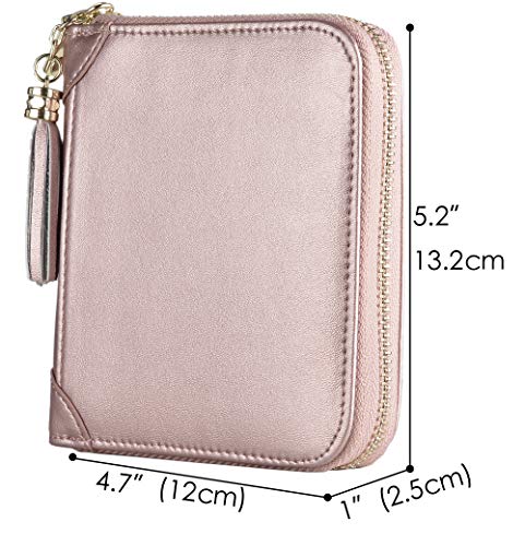 Easyoulife Womens Credit Card Holder Wallet Zip Leather Card Case RFID Blocking (Rose Gold) - Image 5