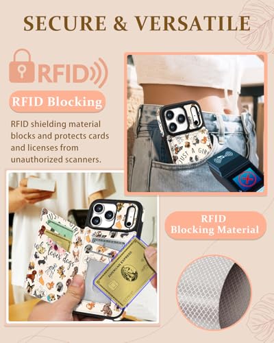 Shorogyt Compatible with iPhone 17 Pro Max Wallet Case with Card Holder - Cute Dog Lover Design Kickstand for Magnetic Clasp Back Flip Folio Leather Phone Covers for Women Men Girls - Image 5