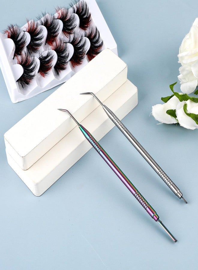 Sliverdew 2 in 1 Lash Lift and Tint Kit, 2 Pcs Professional Lash Lift Rods Stainless Steel Lash Comb Metal Eyelash Comb Separator Lash Applicator Tool for Eyebrow Perming Tinting Curling Lash Extension Supplies - Image 2