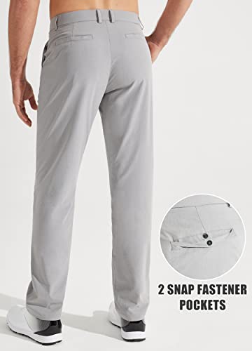 Libin Mens Golf Pants Stretch Work Dress Pants 30" Quick Dry Lightweight Business Casual Pant for Men Comfy Water Resistant, Light Grey, 34W x 30L - Image 2