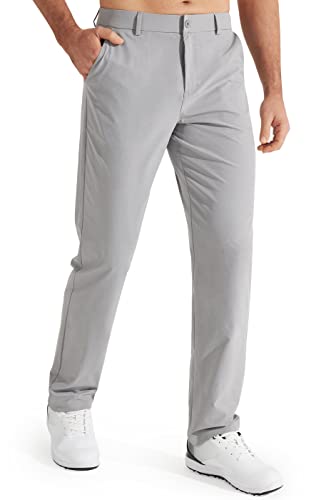 Libin Mens Golf Pants Stretch Work Dress Pants 30" Quick Dry Lightweight Business Casual Pant for Men Comfy Water Resistant, Light Grey, 34W x 30L - Image 1
