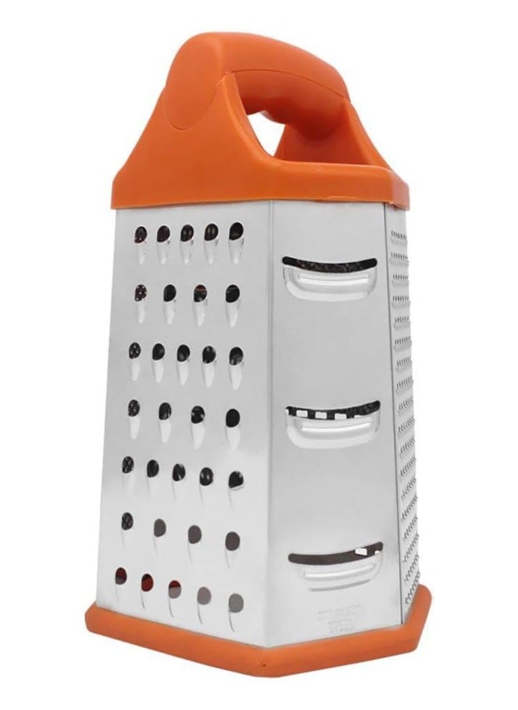 LIMITLESS - Kitchen Stainless Steel 6-sided Box Grater Vegetable Cheese Slicer Shredder with Strong Grip and Sharp Blades. - Image 1