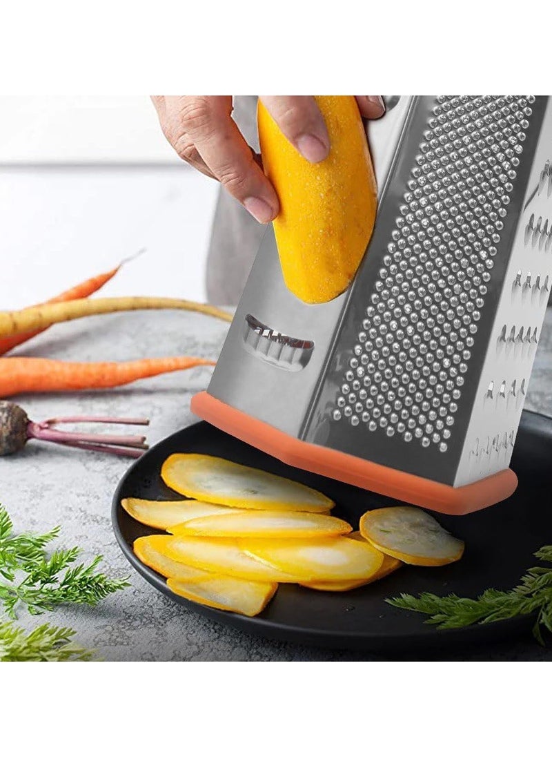 LIMITLESS - Kitchen Stainless Steel 6-sided Box Grater Vegetable Cheese Slicer Shredder with Strong Grip and Sharp Blades. - Image 1