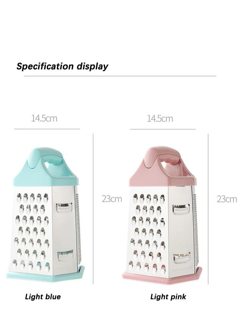 LIMITLESS - Kitchen Stainless Steel 6-sided Box Grater Vegetable Cheese Slicer Shredder with Strong Grip and Sharp Blades. - Image 1