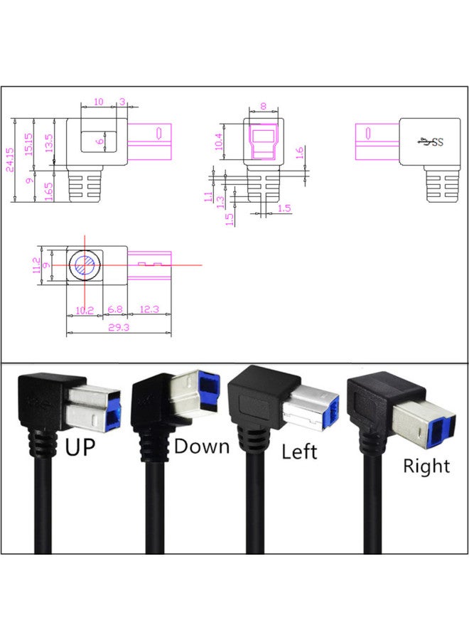 High-speed USB3.0A Male To B Male 90-degree Bend For Printer Monitor Scanner Cable-Color:Left Bend-Line Length:50cm - Image 3