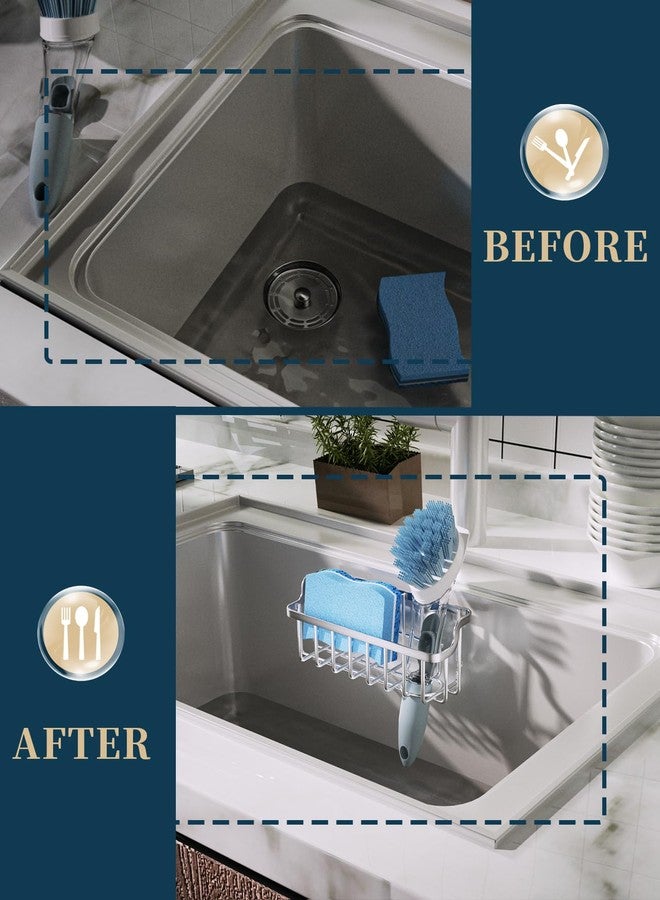 Consumest Sponge Holder Sink Caddy - Ladder Shaped Sponge Holder for Kitchen Sink with 2 Installation Ways (Suction Cups & Adhesive Hook), Rustproof Stainless Steel Kitchen Organizer, Silver - Image 5