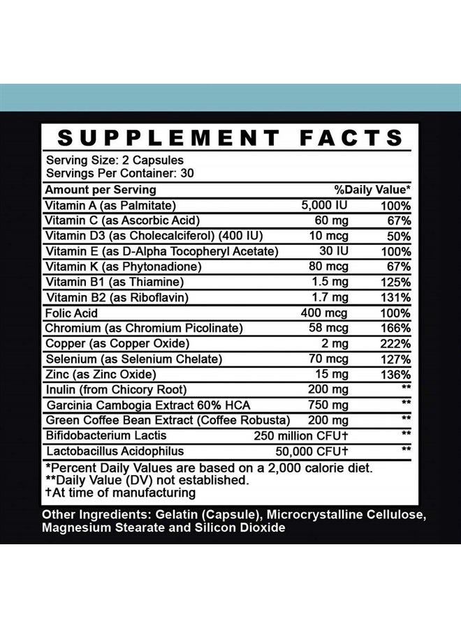 Angry Supplements غارسينيا كامبوجيا مع البروبيوتيك، مزيج لفقدان الوزن وصحة الأمعاء، علاج طبيعي للتخلص من السموم لوزن صحي، انتظام وهضم (1-زجاجة) - Image 3