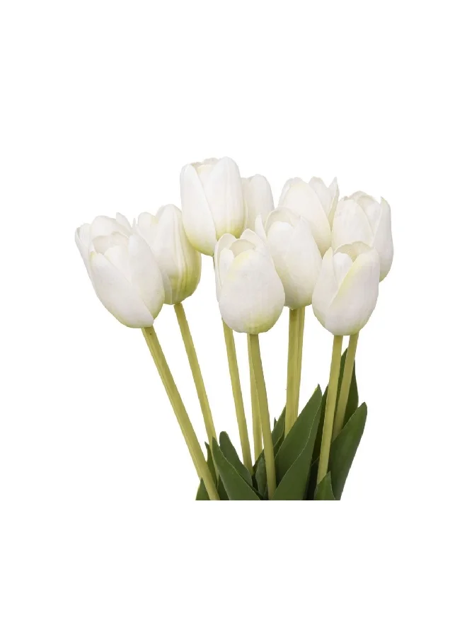 atmosphera High-Quality Artificial Tulips Bouquet White and Green 48 cm 189139