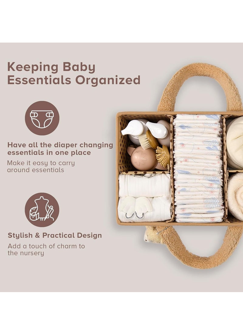 Relex Baby Diaper Caddy Organizer for Changing Table, Baby Storage Basket for Diapers and Baby Wipes, Gift for Baby Shower, Car Caddy Organizer, Nursery Diaper Organizer, Portable Diaper Storage (Brown) - Image 2